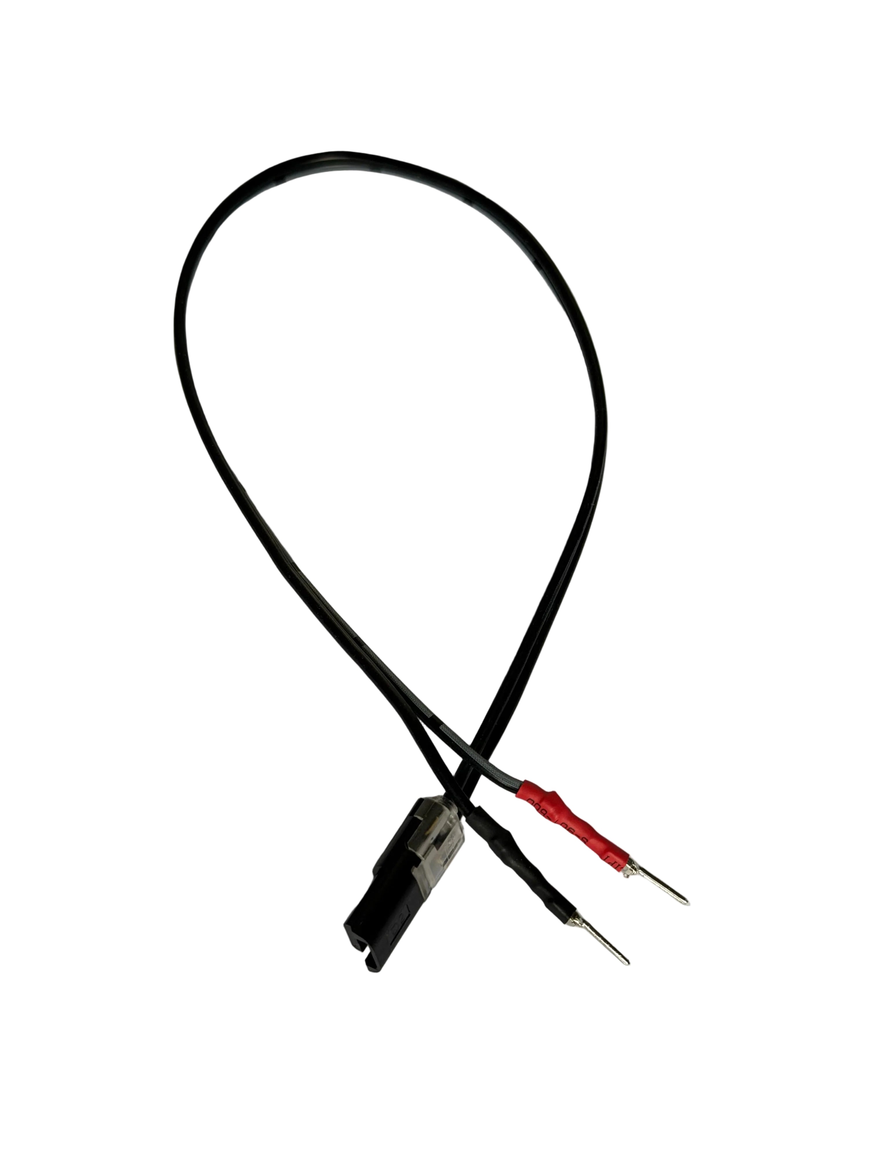 RAD MAG quick connect mirror tap power pigtail, around 40cm, with back-probe spade terminals and a fitted D2 quick disconnect