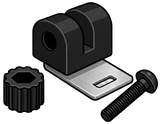 25mm pivot bracket, knurled locking knob and mounting screw - required for fitting the RAD MAG mount to Uniden R1, R3, R4, R7 and R8 detectors